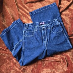 Brand New Edikted Super Wide Contrast Stitch Low Rise Jeans Lg